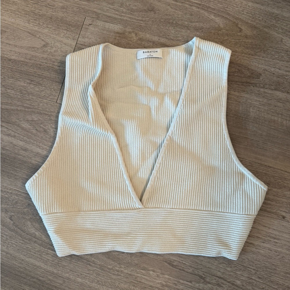 Babaton Ivory Ribbed Tank Top